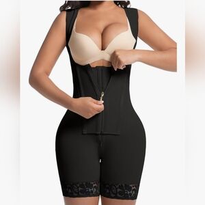 Women Colombian Fajas Bodysuit Tummy Control Butt Lifting Memory Bones & zipper